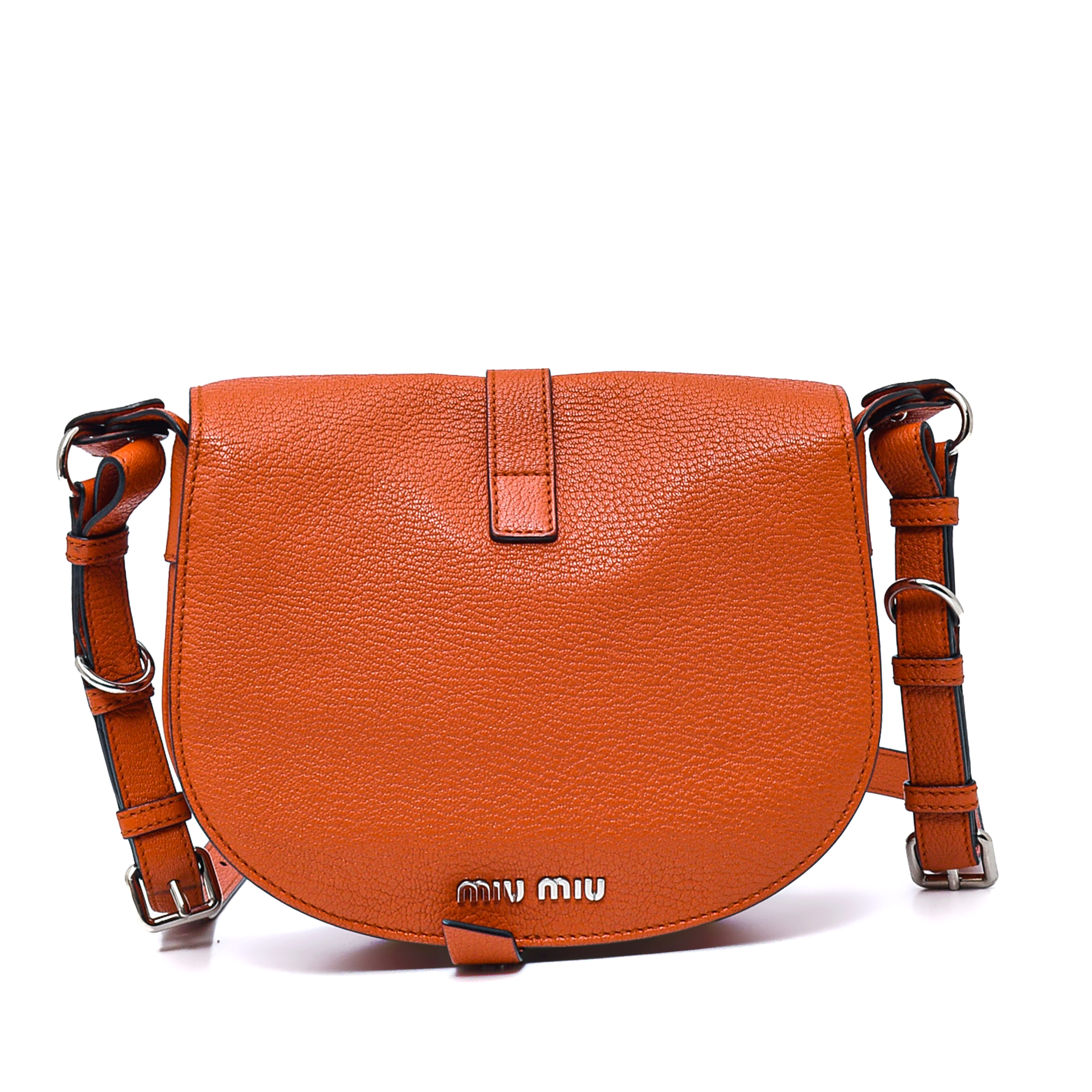Miu Miu - Orange Leather Madras Crossbody Bag